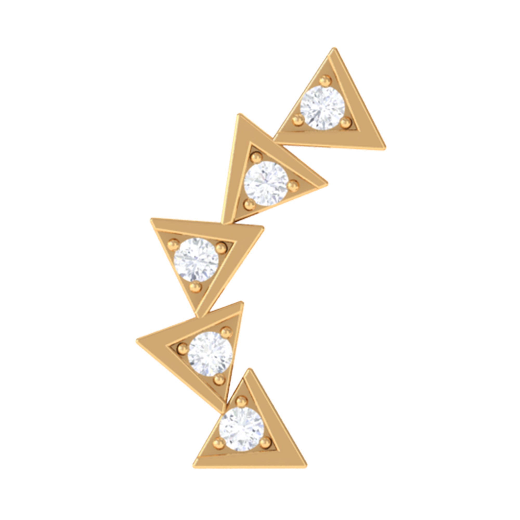 Genuine Diamond Geometric Curved Cartilage Earring Natural - ( HI-SI ) - Rosec Jewels