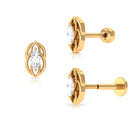 Minimal Marquise Cut Moissanite Gold Cartilage Earring Moissanite - ( D-VS1 ) - Color and Clarity - Rosec Jewels