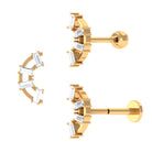 Baguette Moissanite Curved Cartilage Earring in Gold Moissanite - ( D-VS1 ) - Color and Clarity - Rosec Jewels