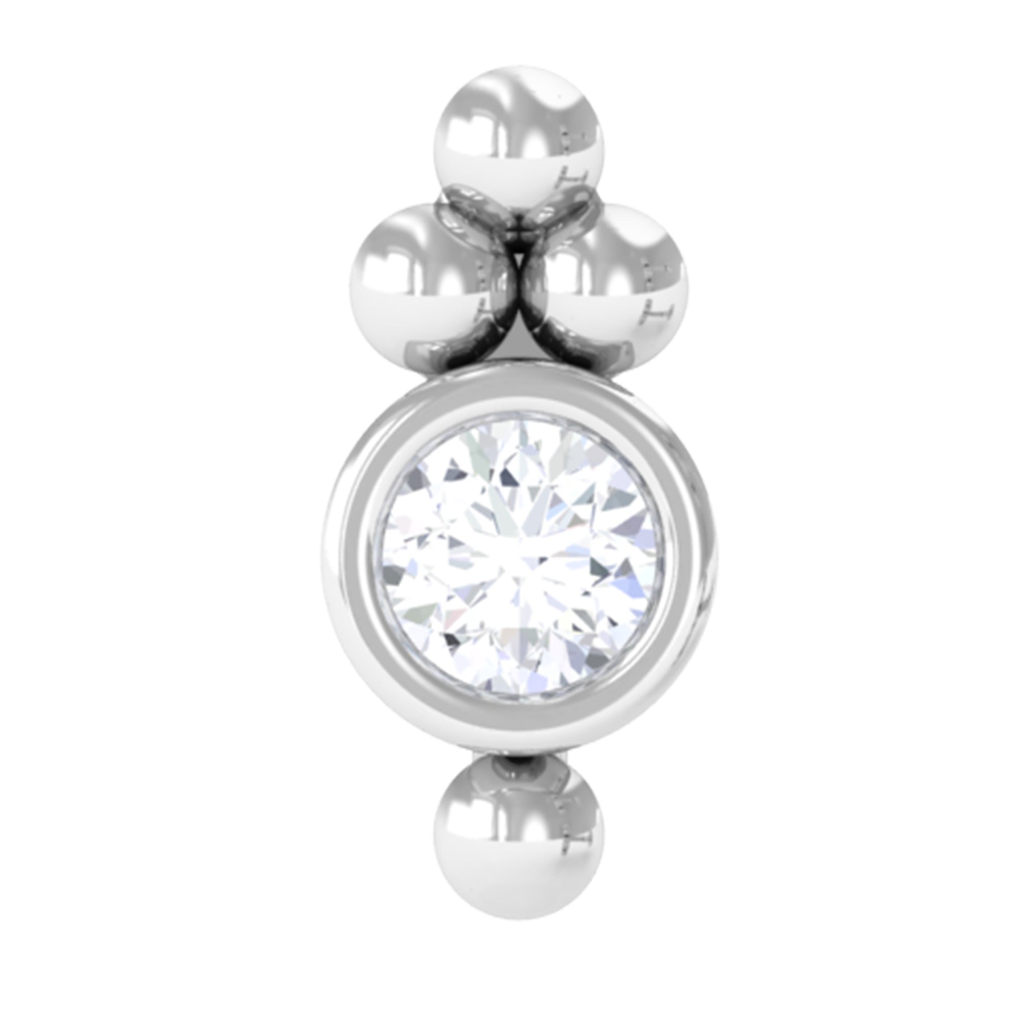 Dainty Diamond Beaded Conch Earring Natural - ( HI-SI ) - Rosec Jewels