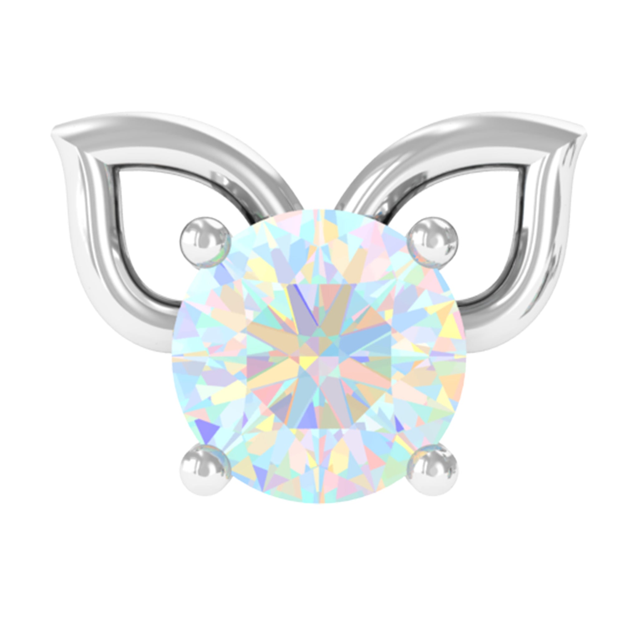 Round Ethiopian Opal Cute Cat Cartilage Earring AAA - Rosec Jewels