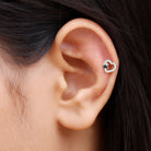 Certified Moissanite Paw and Heart Cartilage Earring with Enamel D-VS1 - Rosec Jewels