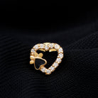 Certified Moissanite Paw and Heart Cartilage Earring with Enamel D-VS1 - Rosec Jewels
