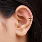 Certified Moissanite Paw and Heart Cartilage Earring with Enamel D-VS1 - Rosec Jewels