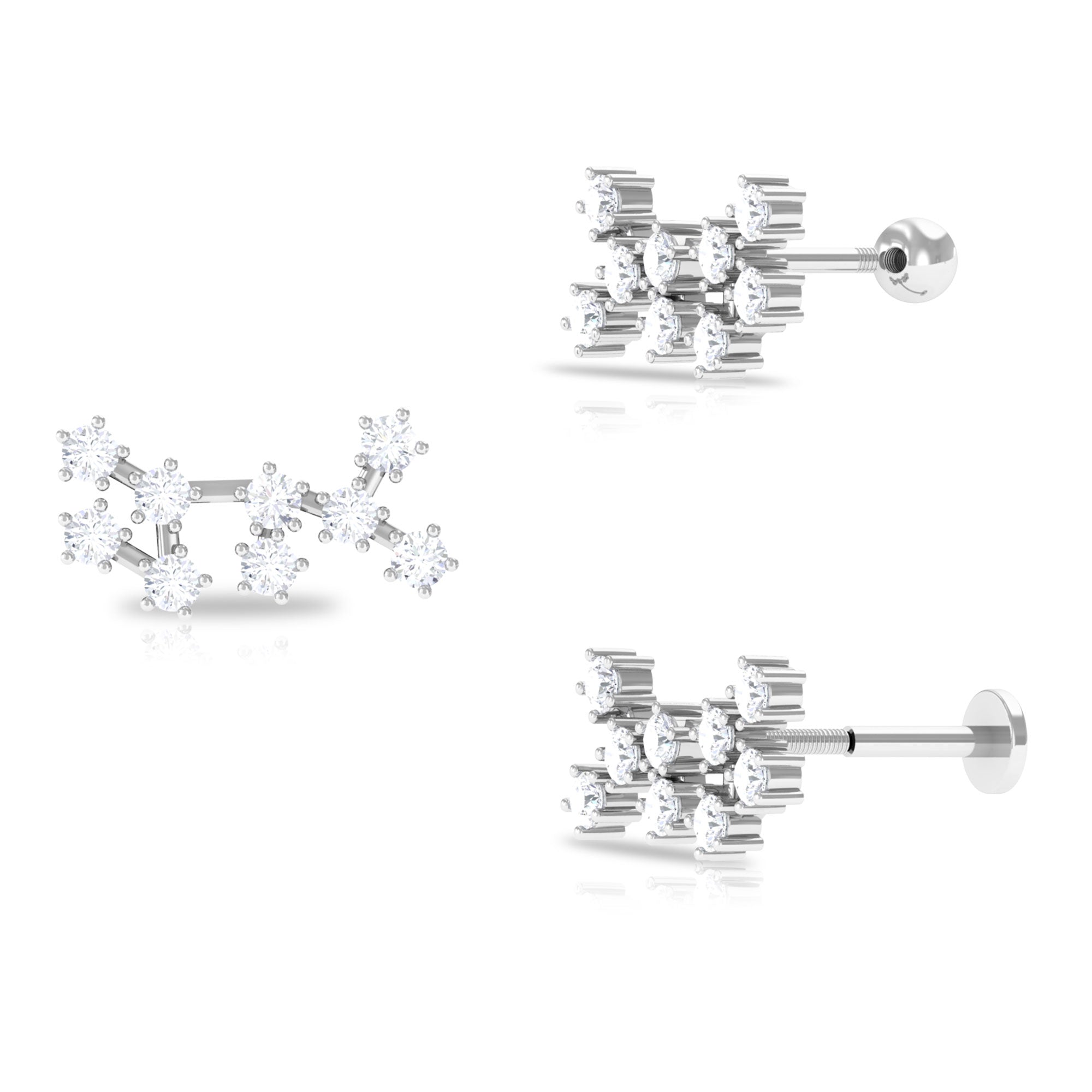 Round Moissanite Ear Climber Sagittarius Earring Moissanite - ( D-VS1 ) - Color and Clarity - Rosec Jewels