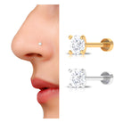 Minimalist Peg Head Set Diamond Nose Pin Stud Natural - ( HI-SI ) - Rosec Jewels