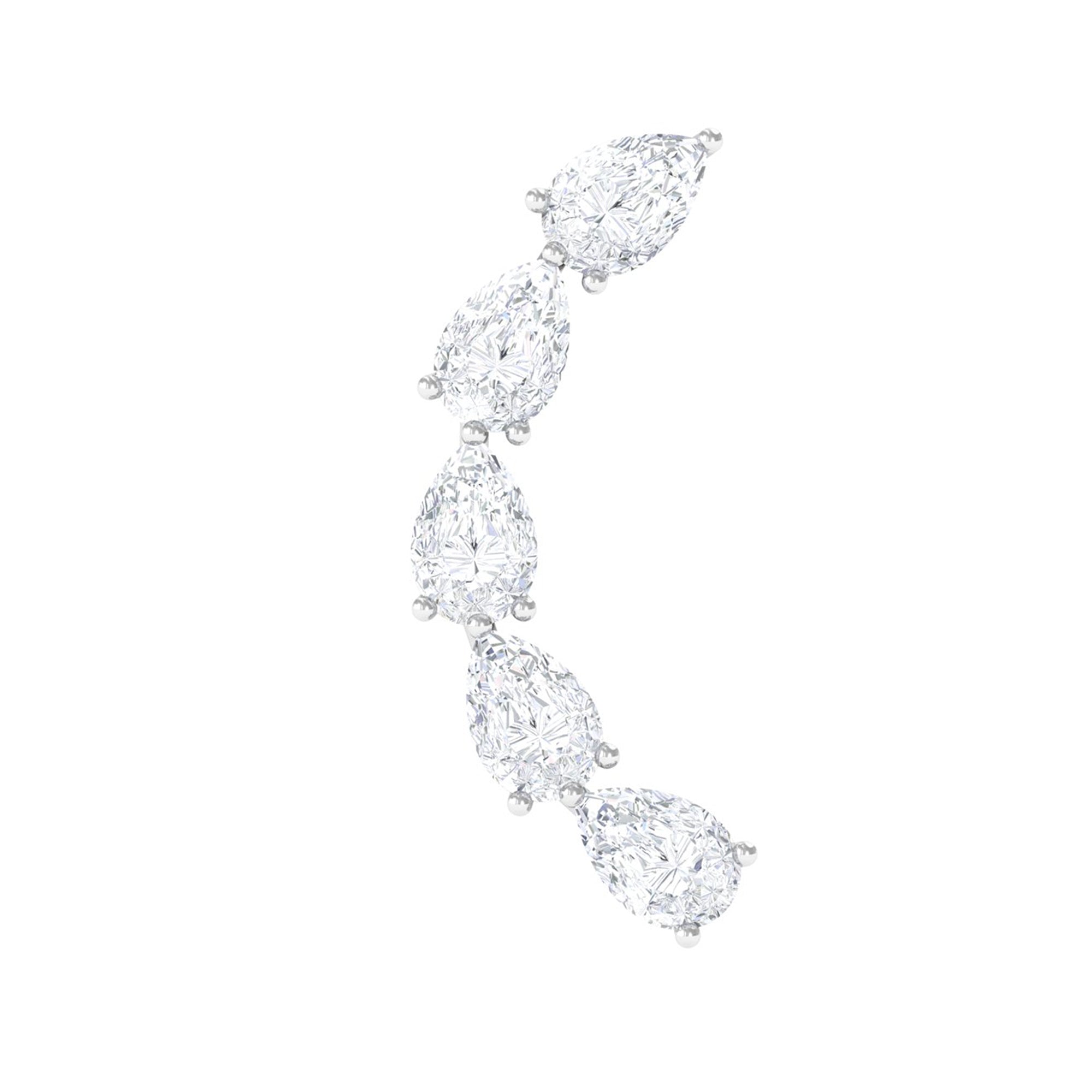 Pear Shape Diamond Crawler Earring for Cartilage Piercing Natural - ( HI-SI ) - Rosec Jewels