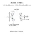 Three Diamond Curved Helix Earring in Bezel Setting Natural - ( HI-SI ) - Rosec Jewels