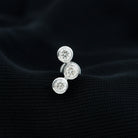 Three Diamond Curved Helix Earring in Bezel Setting Natural - ( HI-SI ) - Rosec Jewels