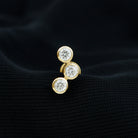 Three Diamond Curved Helix Earring in Bezel Setting Natural - ( HI-SI ) - Rosec Jewels