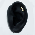 Three Diamond Curved Helix Earring in Bezel Setting Natural - ( HI-SI ) - Rosec Jewels