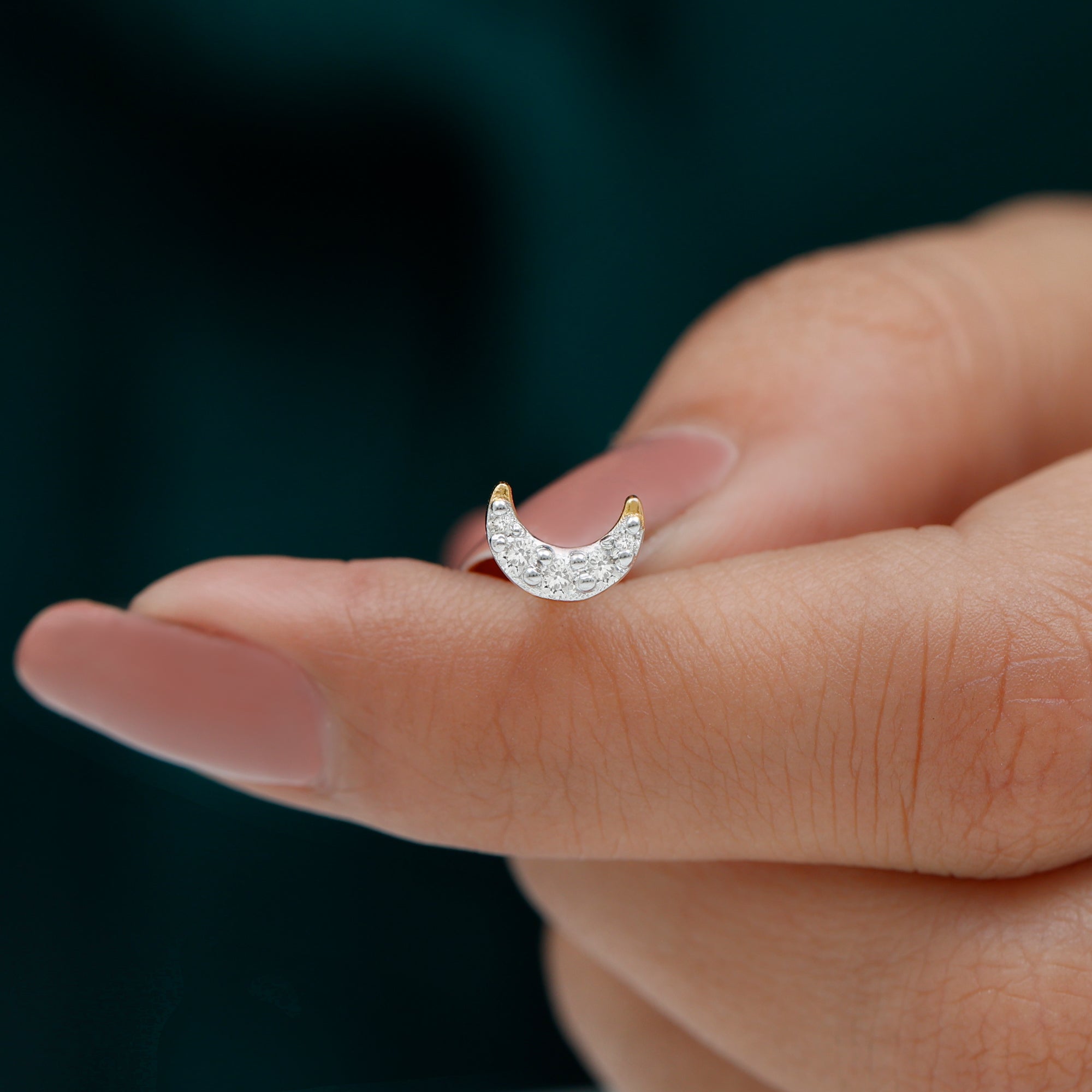 Rosec Jewels-Round Cut Diamond Crescent Moon Cartilage Earring