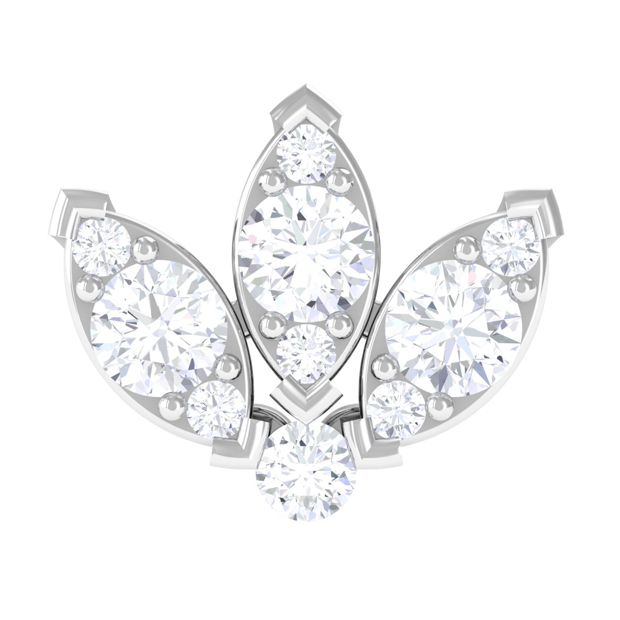 Rosec Jewels-Certified Diamond Lotus Flower Earring with Flat Back