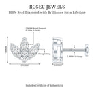 Certified Diamond Lotus Flower Earring with Flat Back Natural - ( HI-SI ) - Rosec Jewels