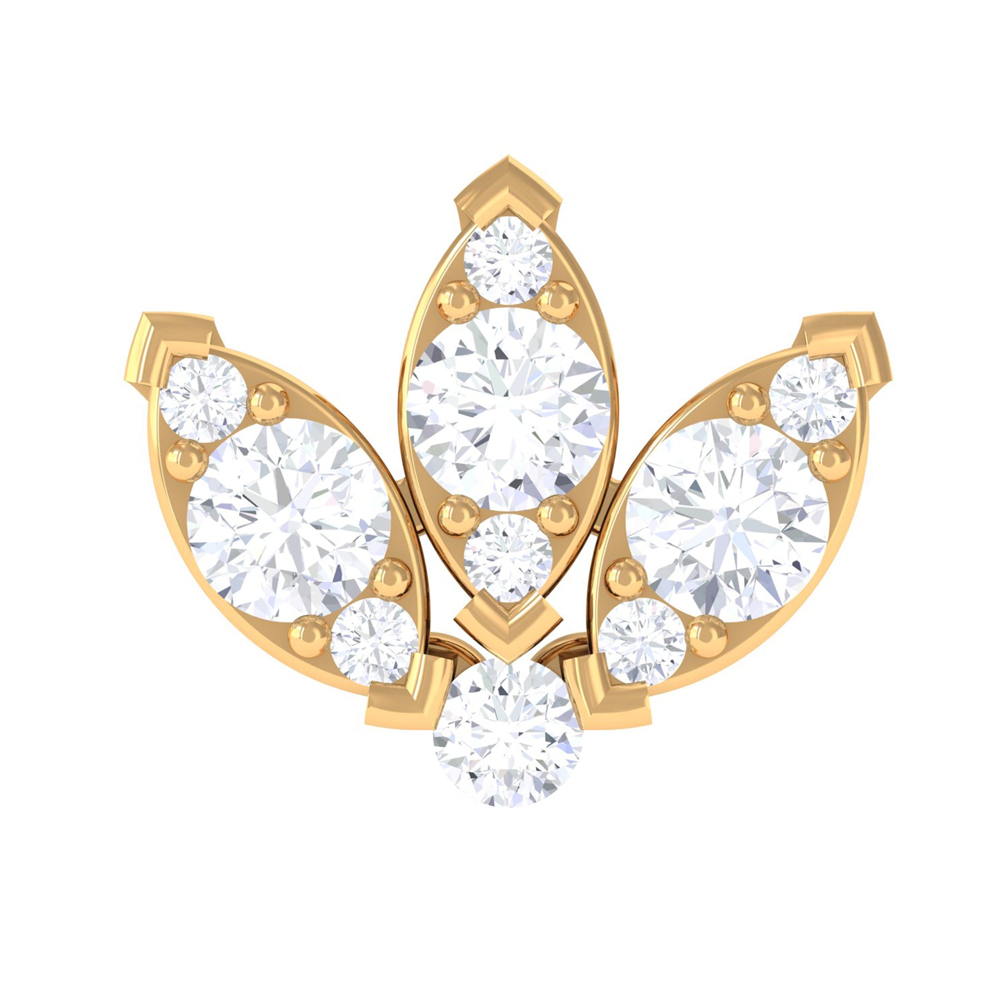 Rosec Jewels-Certified Diamond Lotus Flower Earring with Flat Back