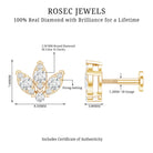 Certified Diamond Lotus Flower Earring with Flat Back Natural - ( HI-SI ) - Rosec Jewels