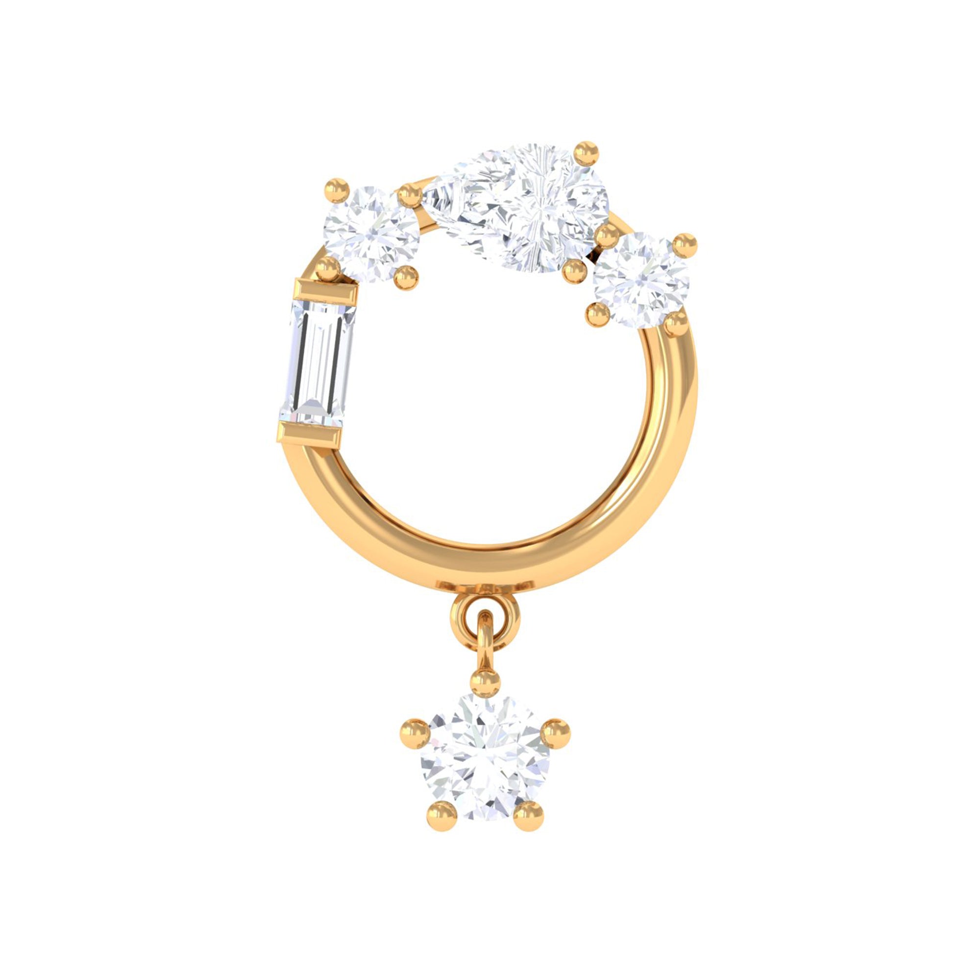 Natural Diamond Circle Drop Earring with Flat Back Natural - ( HI-SI ) - Rosec Jewels