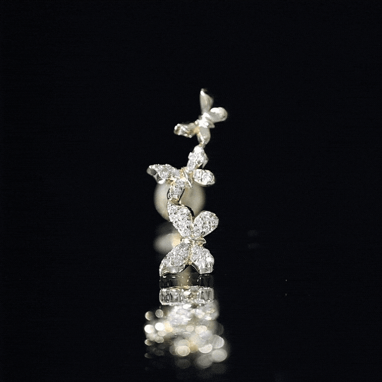 Diamond Butterfly Crawler Earring for Helix Piercing Natural - ( HI-SI ) - Rosec Jewels