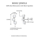 Three Diamond Curved Helix Earring in Bezel Setting Lab - ( EF-VS ) - Rosec Jewels