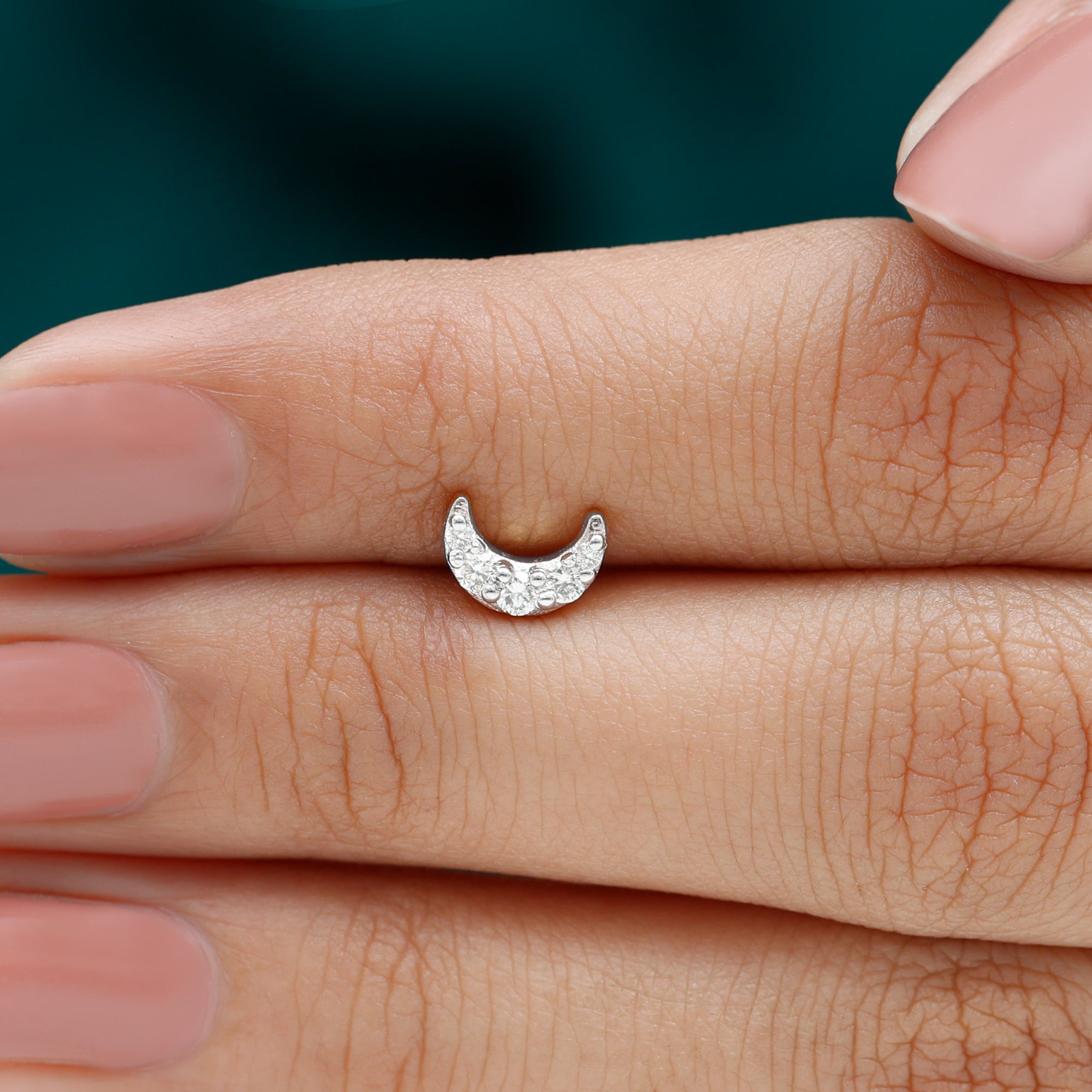 Rosec Jewels-Round Cut Diamond Crescent Moon Cartilage Earring