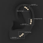 Rosec Jewels-Diamond 3 Star Crawler Earring for Cartilage Piercing