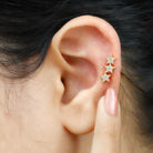 Rosec Jewels-Diamond 3 Star Crawler Earring for Cartilage Piercing
