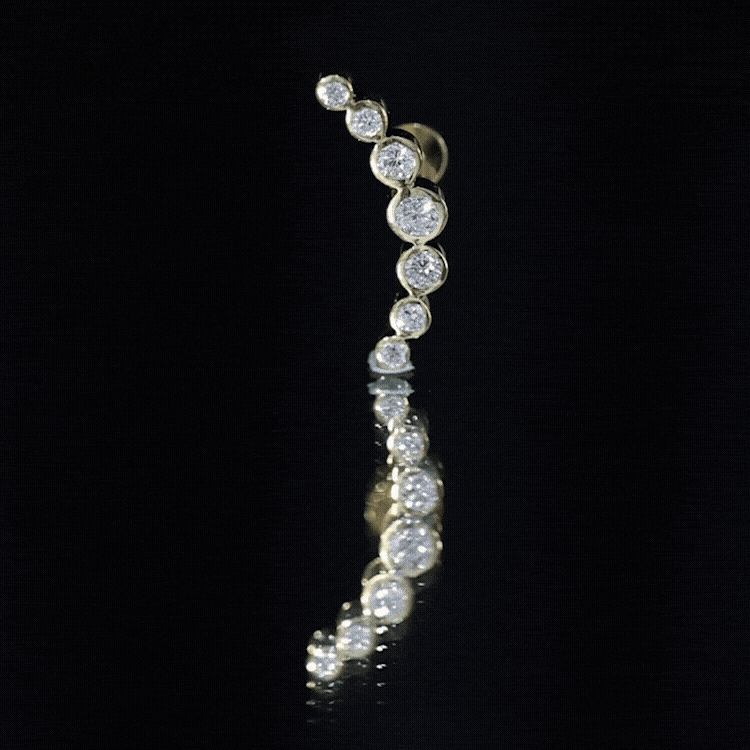 Graduated Diamond Crawler Helix Earring in Bezel Set Lab - ( EF-VS ) - Rosec Jewels