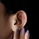 Certified Diamond Crescent Moon Helix Earring with Star Lab - ( EF-VS ) - Rosec Jewels
