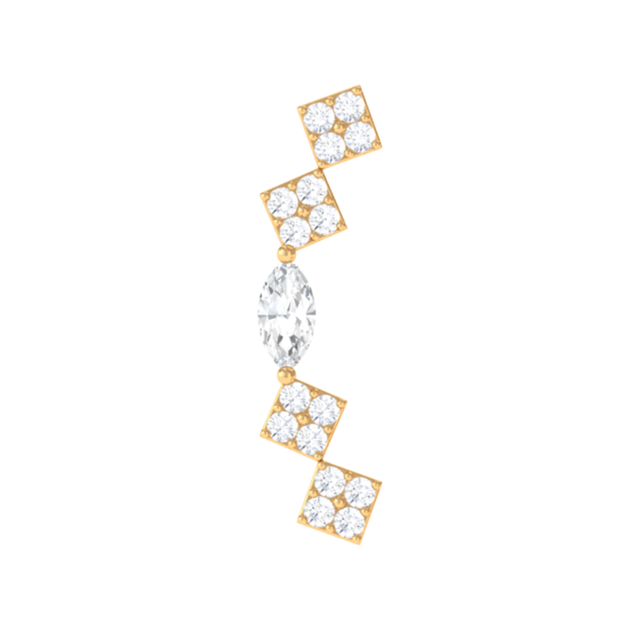 Rosec Jewels-Elegant Diamond Ear Crawler Earring for Helix Piercing