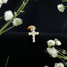 Minimalist Diamond Cross Cartilage Earring Lab - ( EF-VS ) - Rosec Jewels