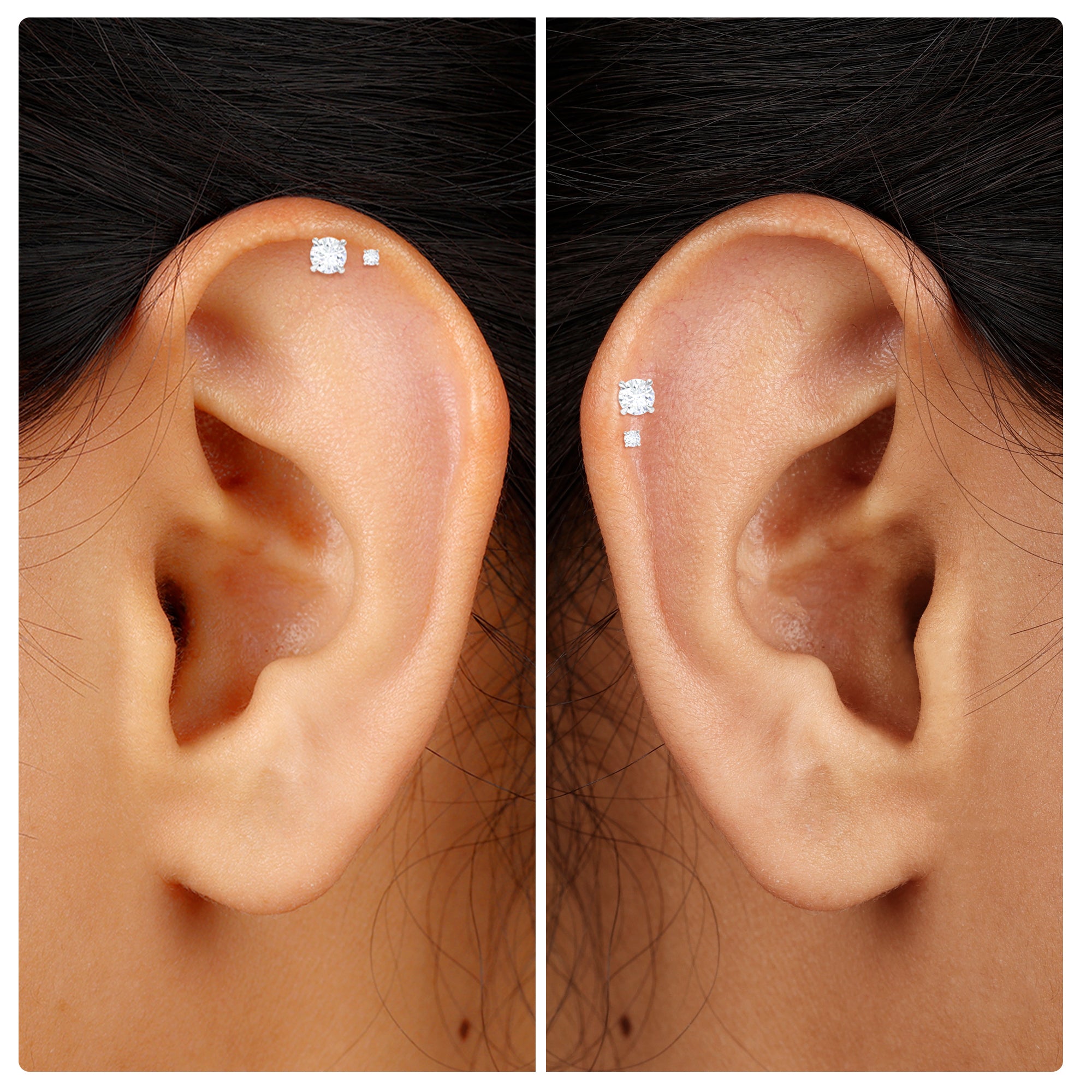 Brilliant Cut Diamond Solitaire Earring Set for Helix Piercing Lab - ( EF-VS ) - Rosec Jewels