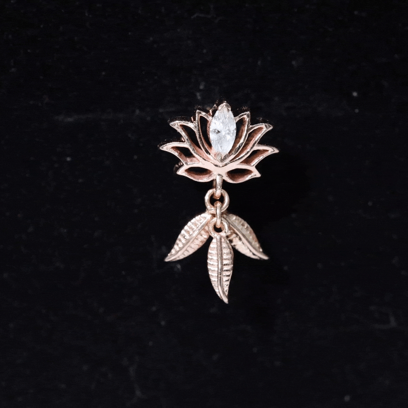 Marquise Diamond Lotus Flower Drop Earring Lab - ( EF-VS ) - Rosec Jewels