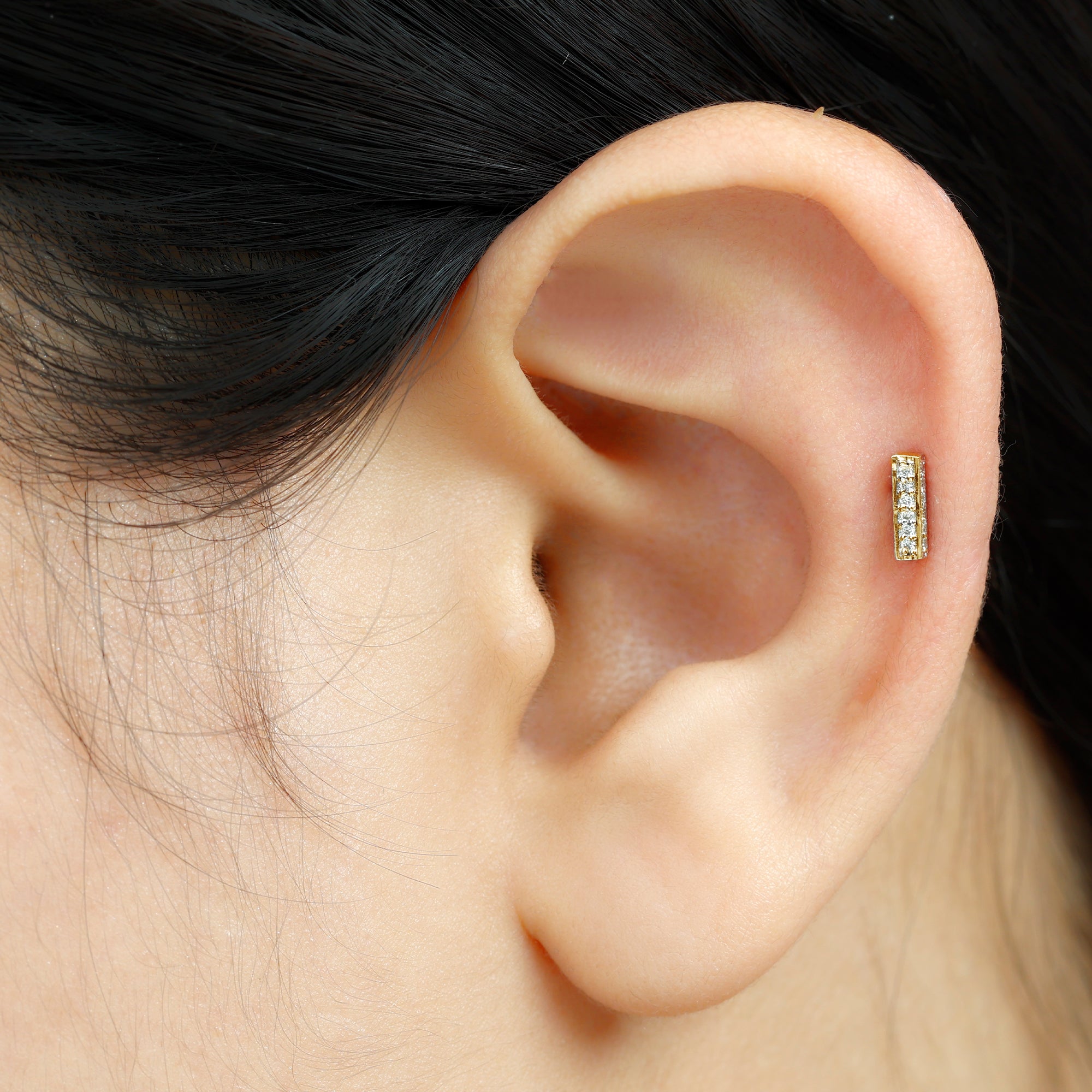Diamond Bar Earring for Tragus Piercing Lab - ( EF-VS ) - Rosec Jewels