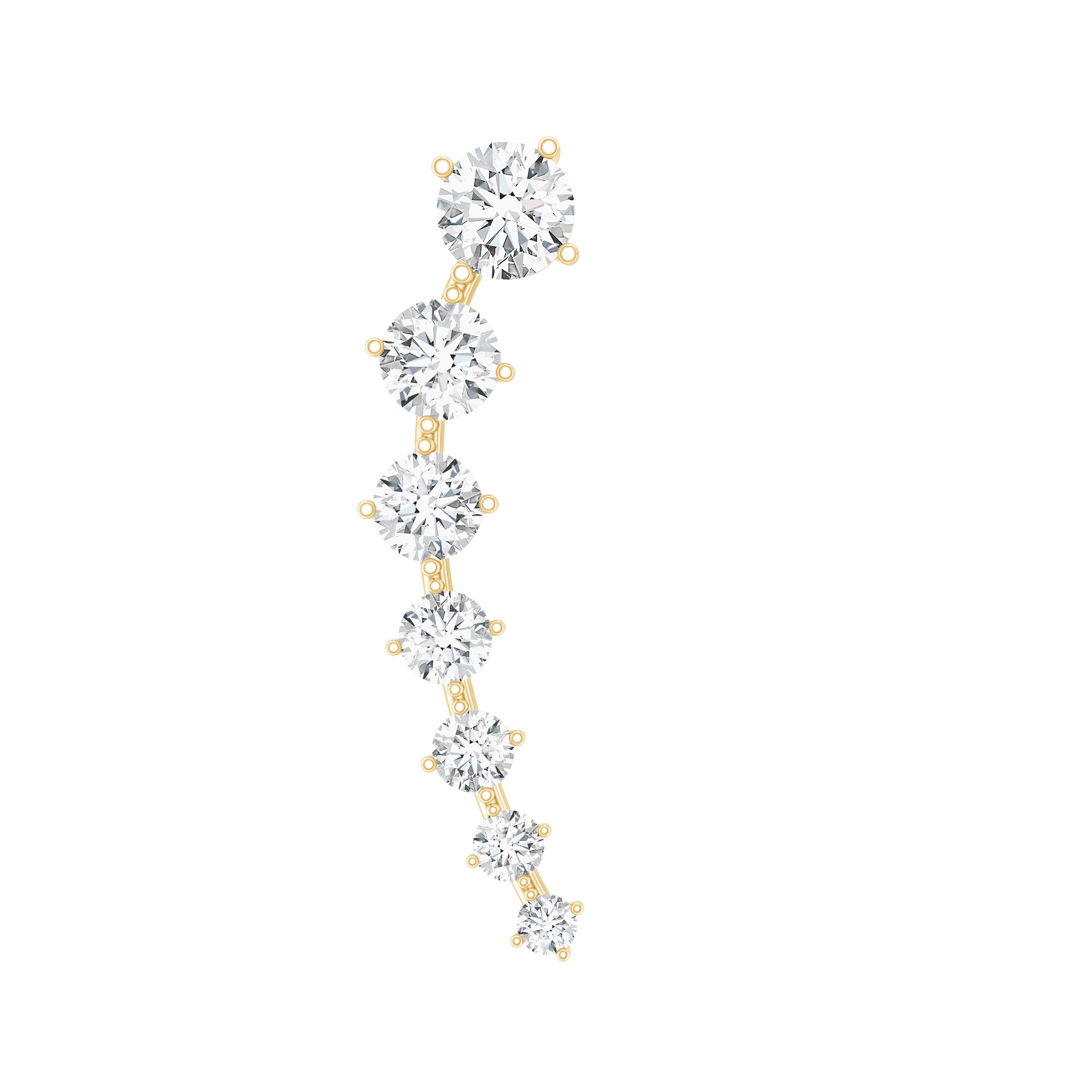 Brilliant Cut Diamond Ear Climber Earring for Helix Piercing Lab - ( EF-VS ) - Rosec Jewels