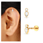 Minimal Pear Diamond Tragus Earring in Bezel Setting Lab - ( EF-VS ) - Rosec Jewels