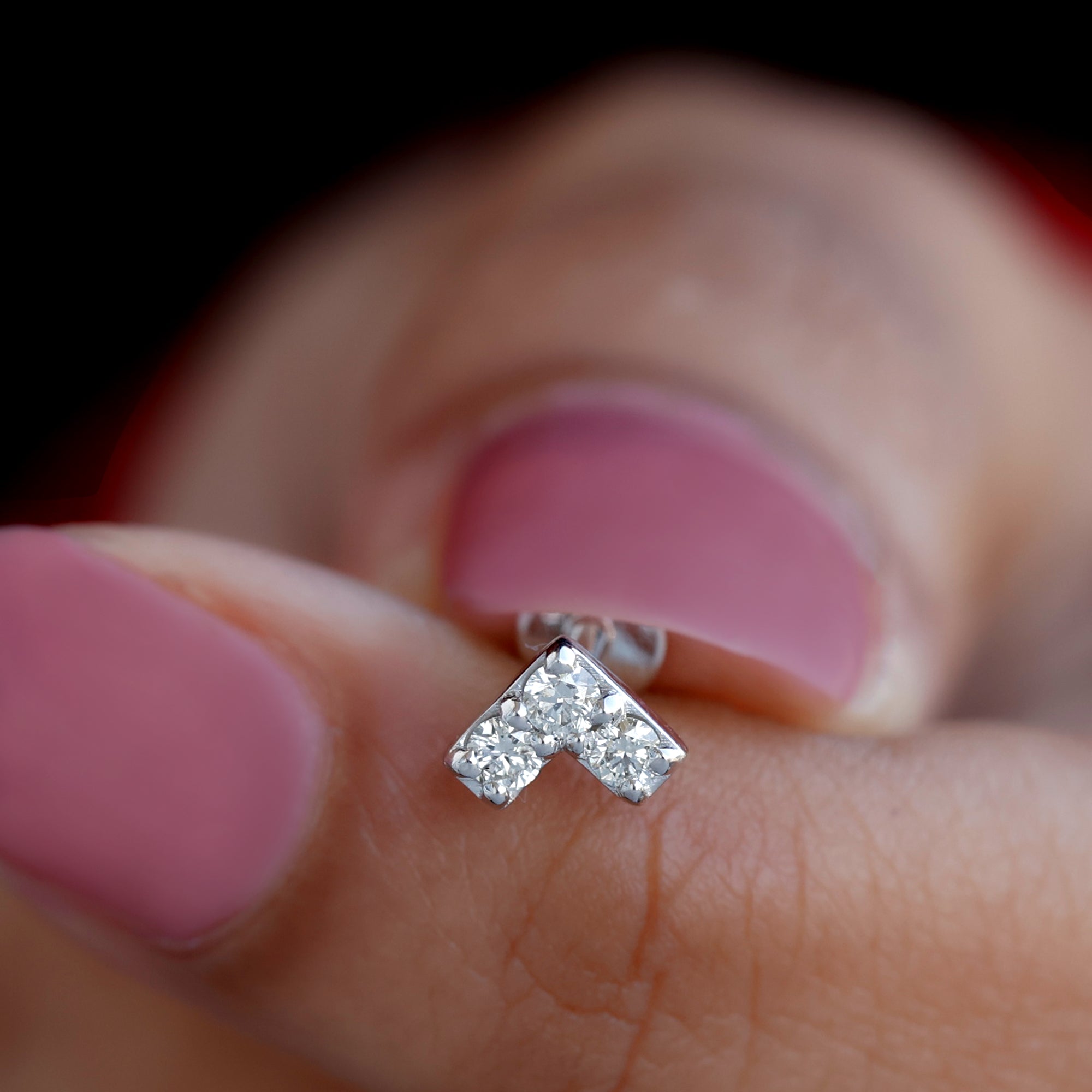 Rosec Jewels-Certified Diamond Chevron V Earring for Tragus Piercing