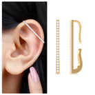 Pave Set Diamond Bar Ear Cuff No Piercing Lab - ( EF-VS ) - Rosec Jewels