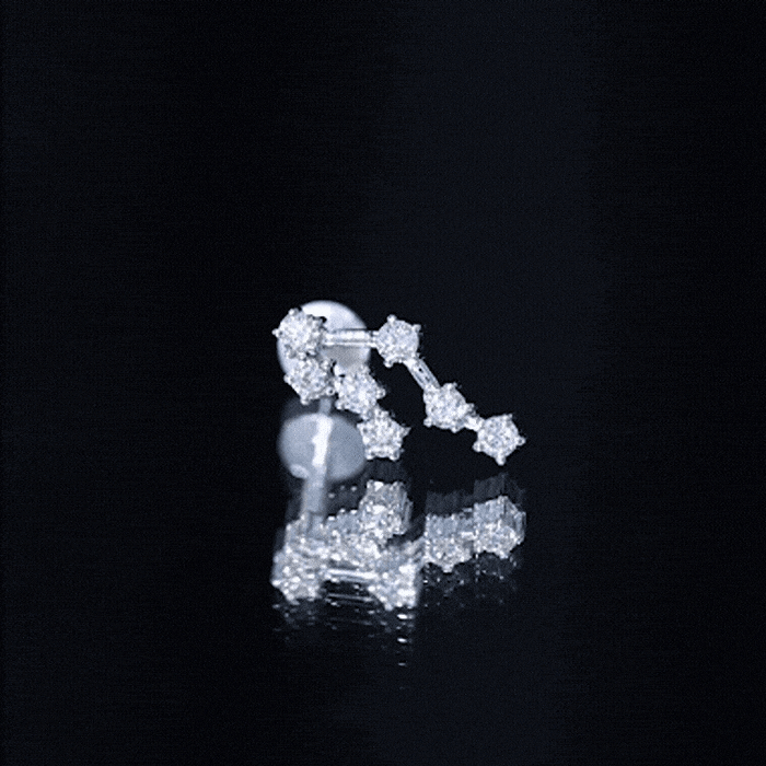 Round Diamond Gemini Zodiac Cartilage Earring Lab - ( EF-VS ) - Rosec Jewels