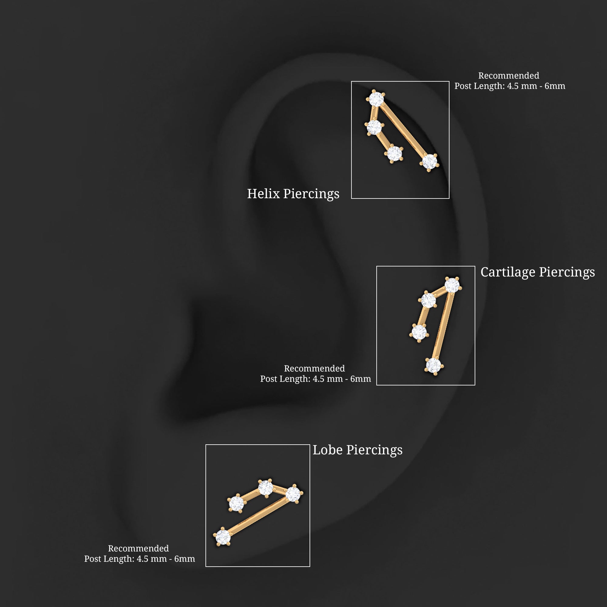 Rosec Jewels-Certified Diamond Aries Zodiac Constellation Earring for Helix Piercing