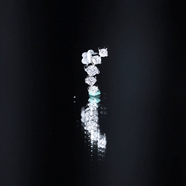 Graduated Style Diamond Crawler Earring for Women Lab - ( EF-VS ) - Rosec Jewels