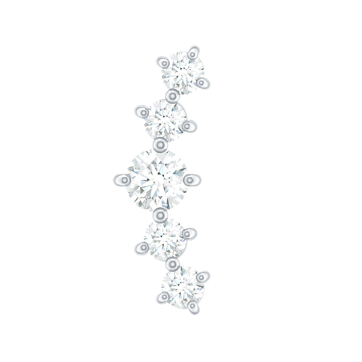 Graduated Style Diamond Crawler Earring for Women Lab - ( EF-VS ) - Rosec Jewels