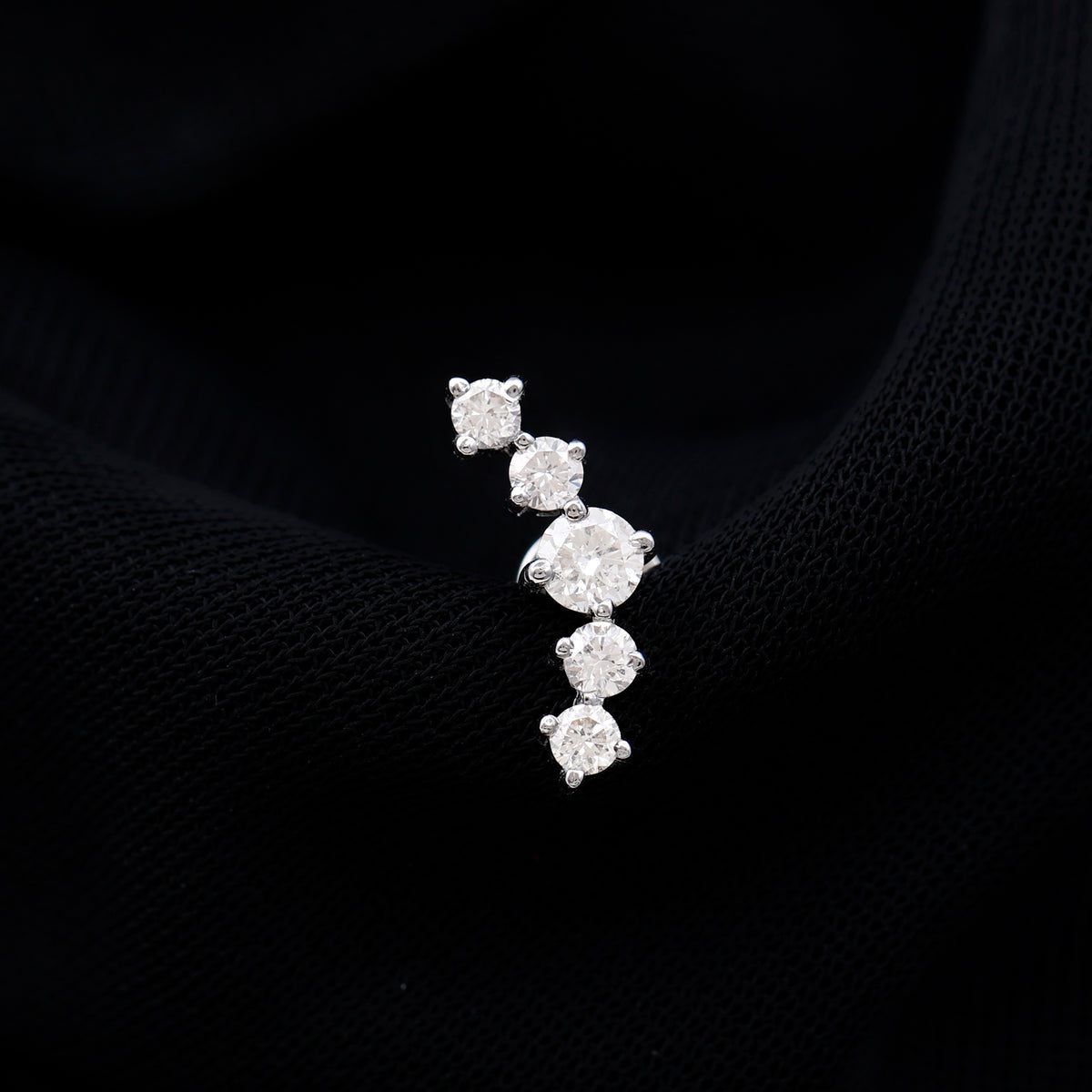 Graduated Style Diamond Crawler Earring for Women Lab - ( EF-VS ) - Rosec Jewels