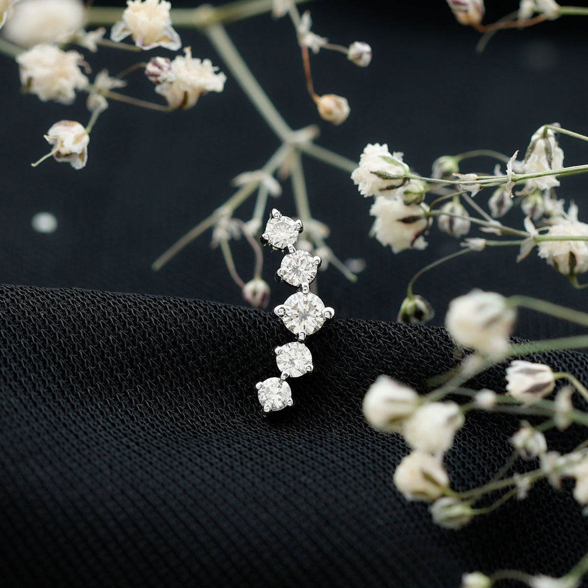 Graduated Style Diamond Crawler Earring for Women Lab - ( EF-VS ) - Rosec Jewels