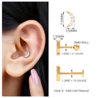 Natural Diamond Moon Earring for Cartilage Piercing Natural - ( HI-SI ) - Rosec Jewels