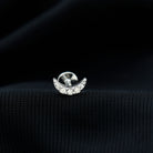 Natural Diamond Moon Earring for Cartilage Piercing Natural - ( HI-SI ) - Rosec Jewels