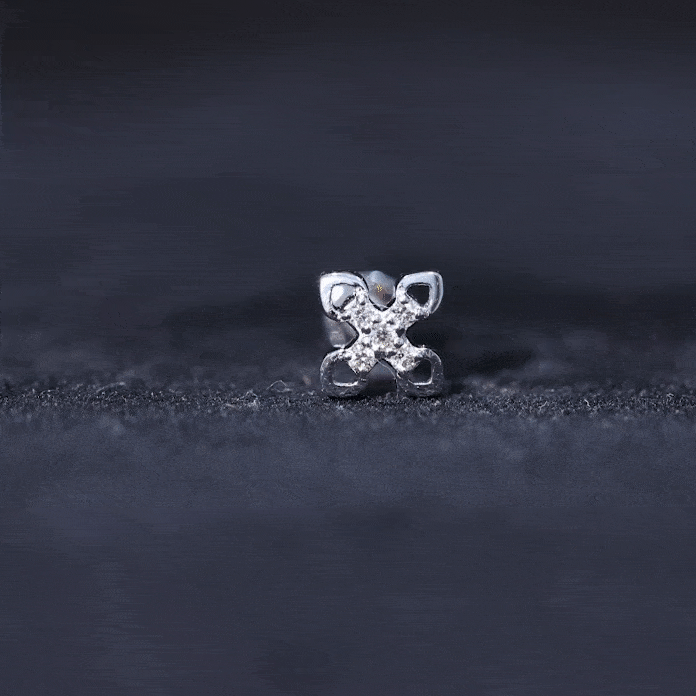 Real Diamond Floral Earring for Cartilage Piercing Natural - ( HI-SI ) - Rosec Jewels