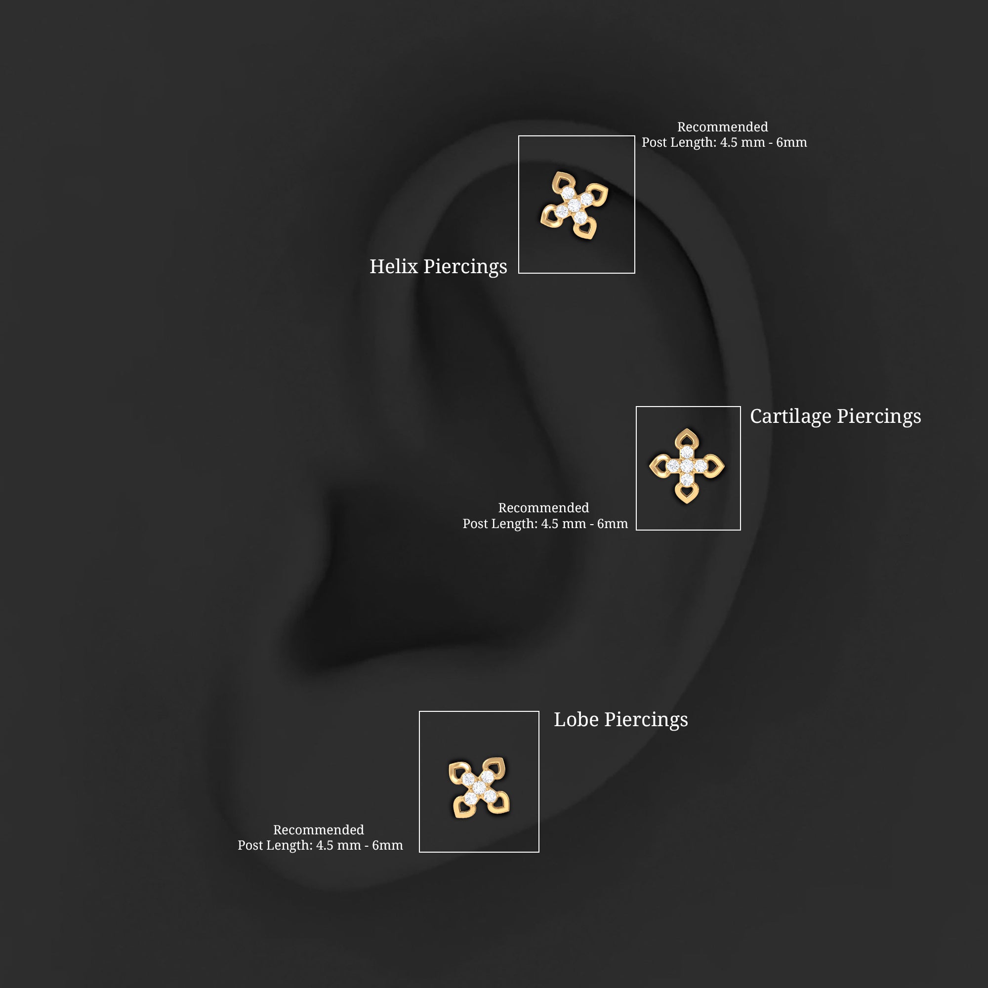 Real Diamond Floral Earring for Cartilage Piercing Natural - ( HI-SI ) - Rosec Jewels