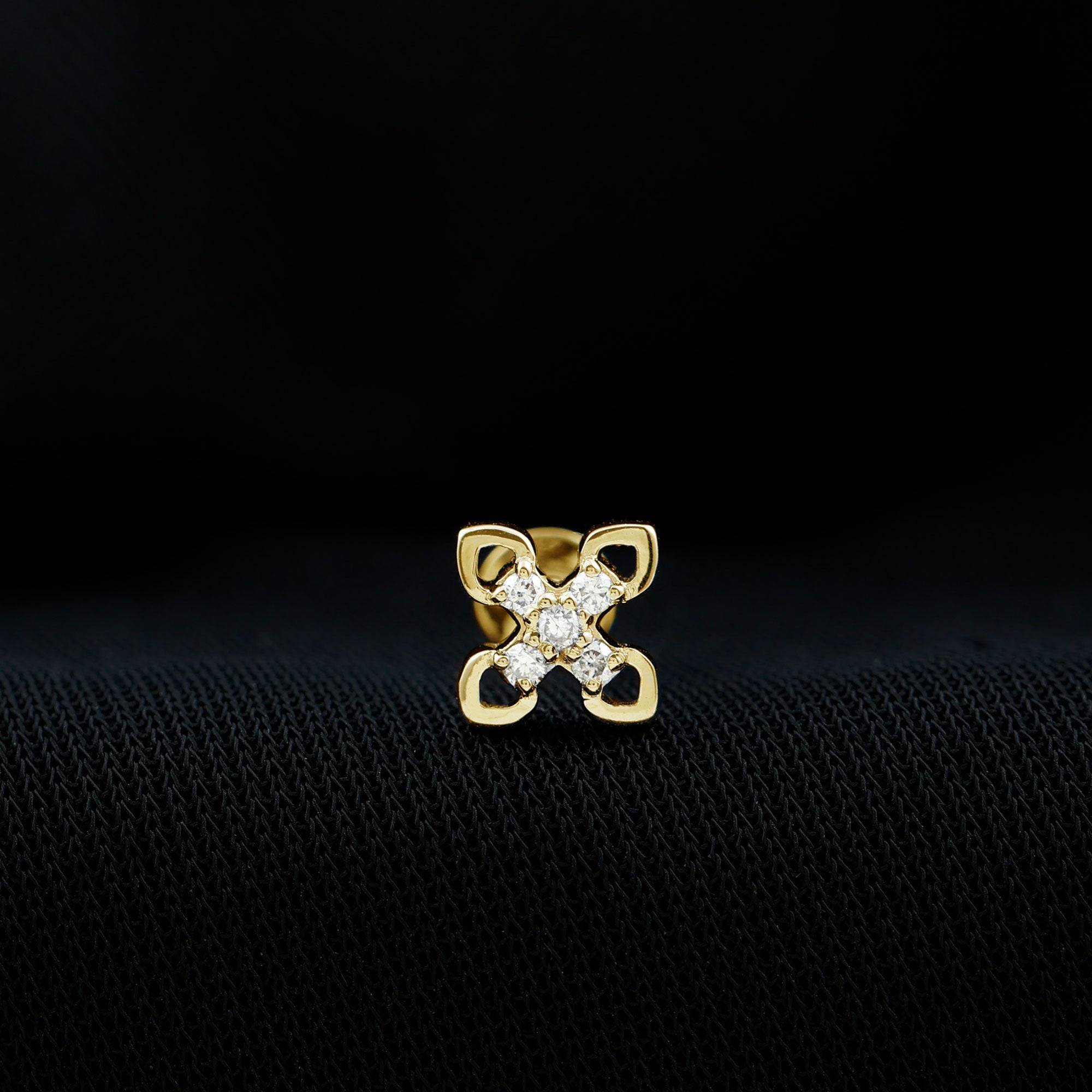 Real Diamond Floral Earring for Cartilage Piercing Natural - ( HI-SI ) - Rosec Jewels