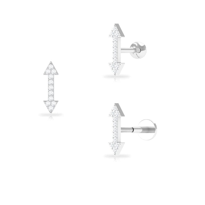 Simple Diamond Gold Arrow Forward Helix Earring Diamond - ( HI-SI ) - Color and Clarity - Rosec Jewels