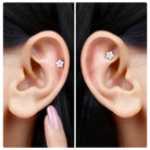 Dainty Moissanite Gold Flower Tragus Earring Moissanite - ( D-VS1 ) - Color and Clarity - Rosec Jewels
